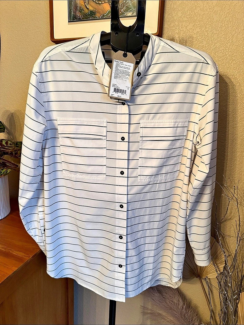 prAna Railay Tunic Striped Tunic in White & Blue Size Medium NWT
